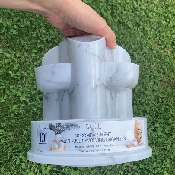 Relisted 10 compartment multi use revolving organizer faux marble look - Picture 4 of 11